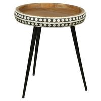 Beistelltisch Jana ca.35x42x35cm Mangoholz massiv - Schwarz/Naturfarben, MODERN, Holz/Metall (35/42/35cm) - MID.YOU