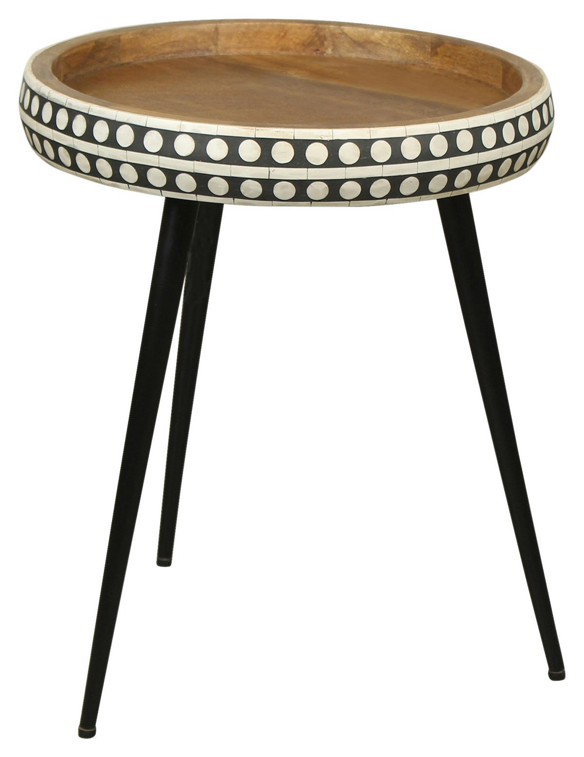 Beistelltisch Jana ca.35x42x35cm Mangoholz massiv - Schwarz/Naturfarben, MODERN, Holz/Metall (35/42/35cm) - MID.YOU