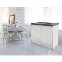 Miniküche Pantryoks Weiß inkl. Kochfeld B: ca. 100 cm - Edelstahlfarben/Weiß, MODERN, Holzwerkstoff/Kunststoff (100cm) - Respekta