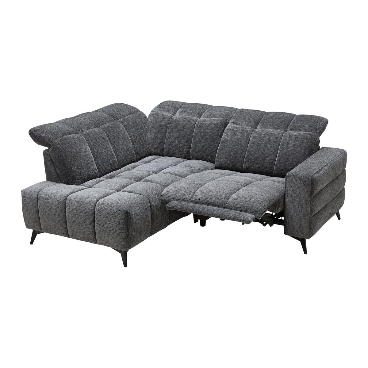 Wohnlandschaft Paris Dunkelgrau ca. 215x85x182cm - Dunkelgrau/Schwarz, KONVENTIONELL, Holz/Textil (215/85/182cm) - Mömax