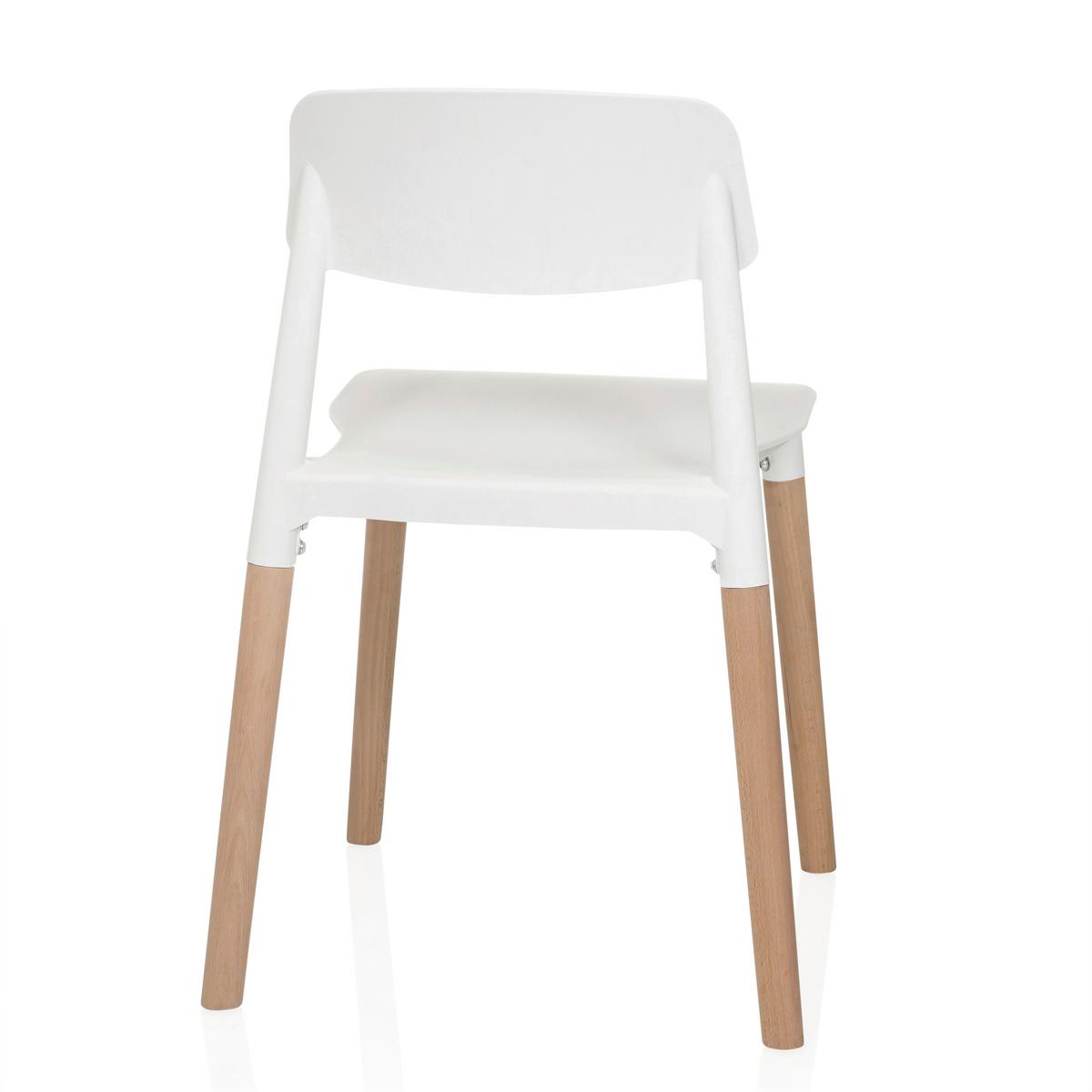 Stol Scandi E, Bela - bela/barve bukve, Moderno, umetna masa/les (49/77/49cm) - MID.YOU