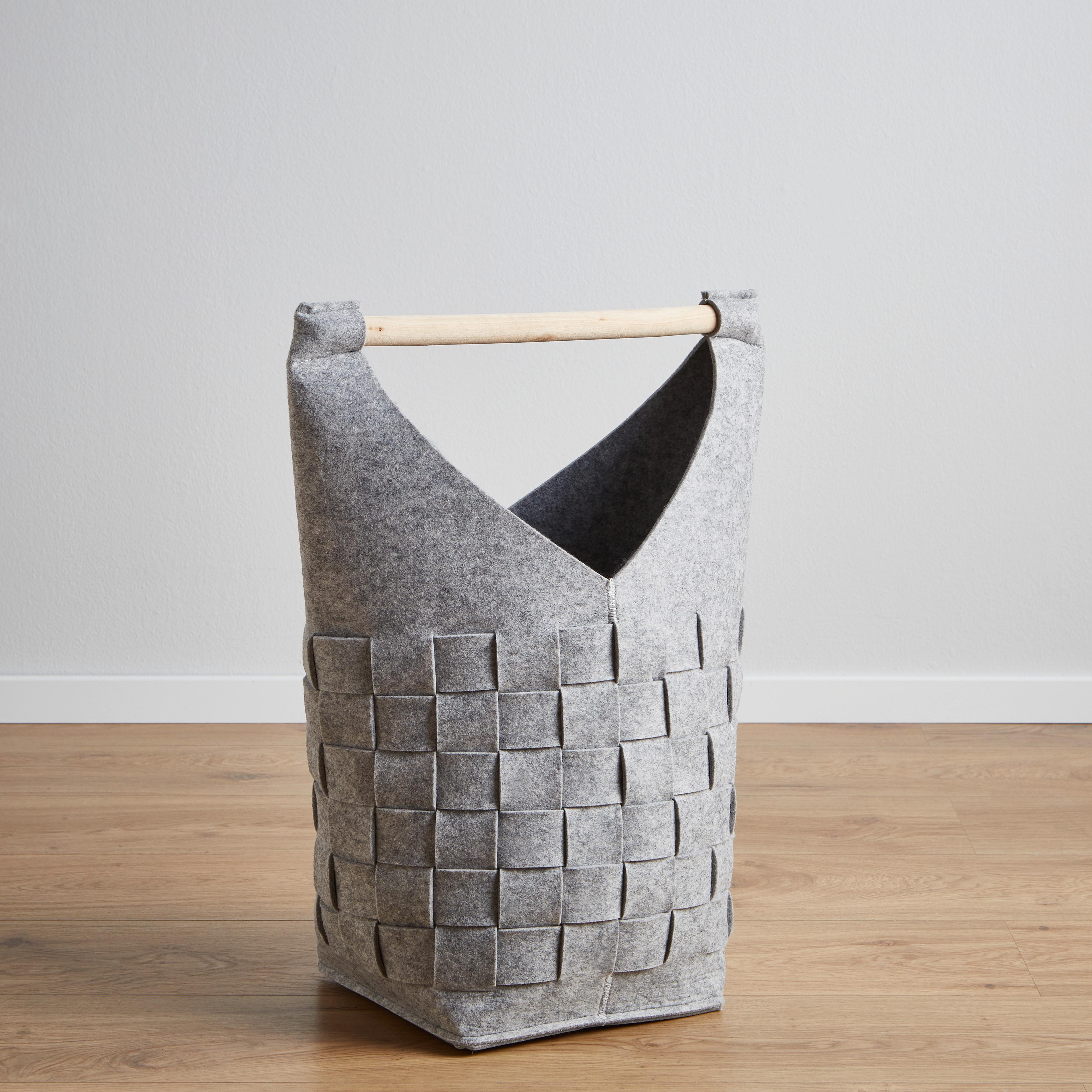 Korb Cui in Grau Höhe ca. 56 cm - Grau, MODERN, Textil (25/25/56cm) - Bessagi Home