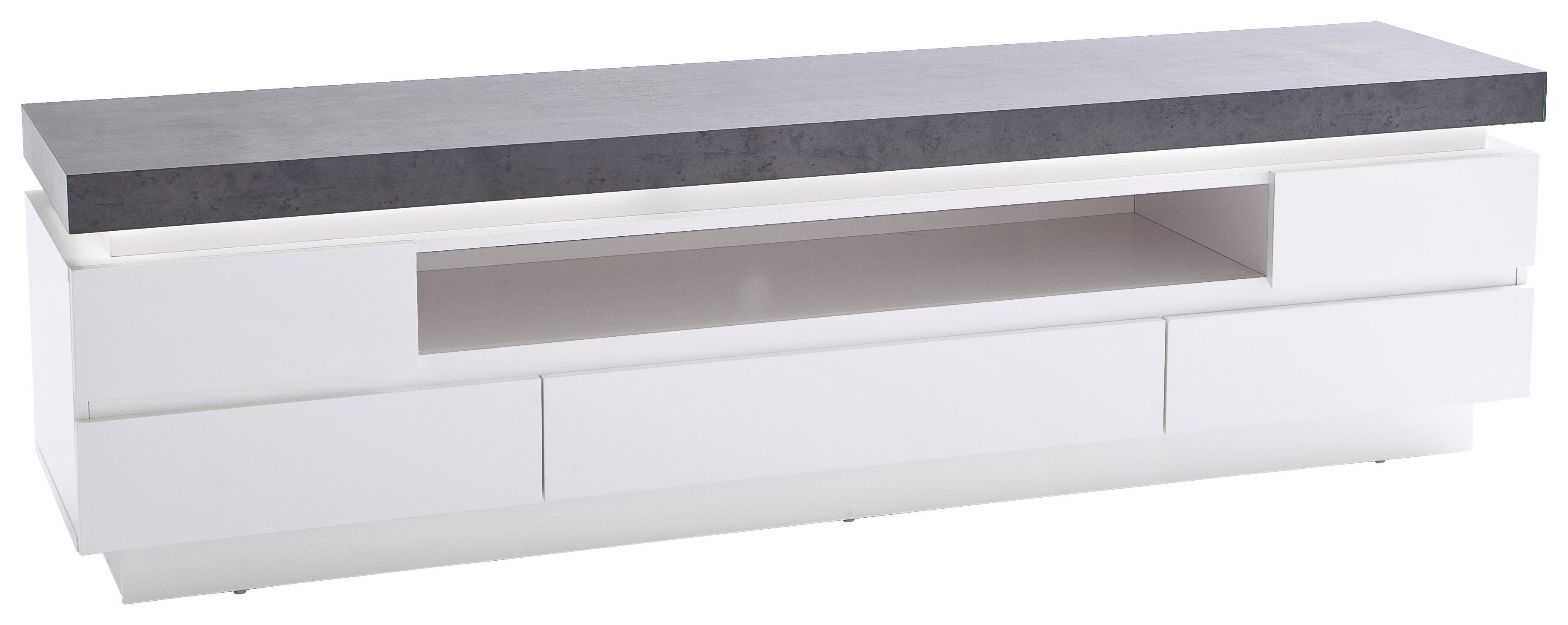 KOMODA NISKA ATLANTA - biały/ciemnoszary, Design, materiał drewnopochodny (175/48/40cm)