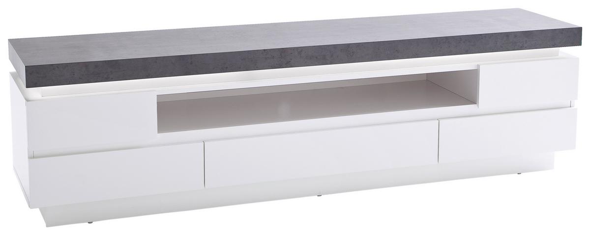 KOMODA NISKA ATLANTA - biały/ciemnoszary, Design, materiał drewnopochodny (175/48/40cm)