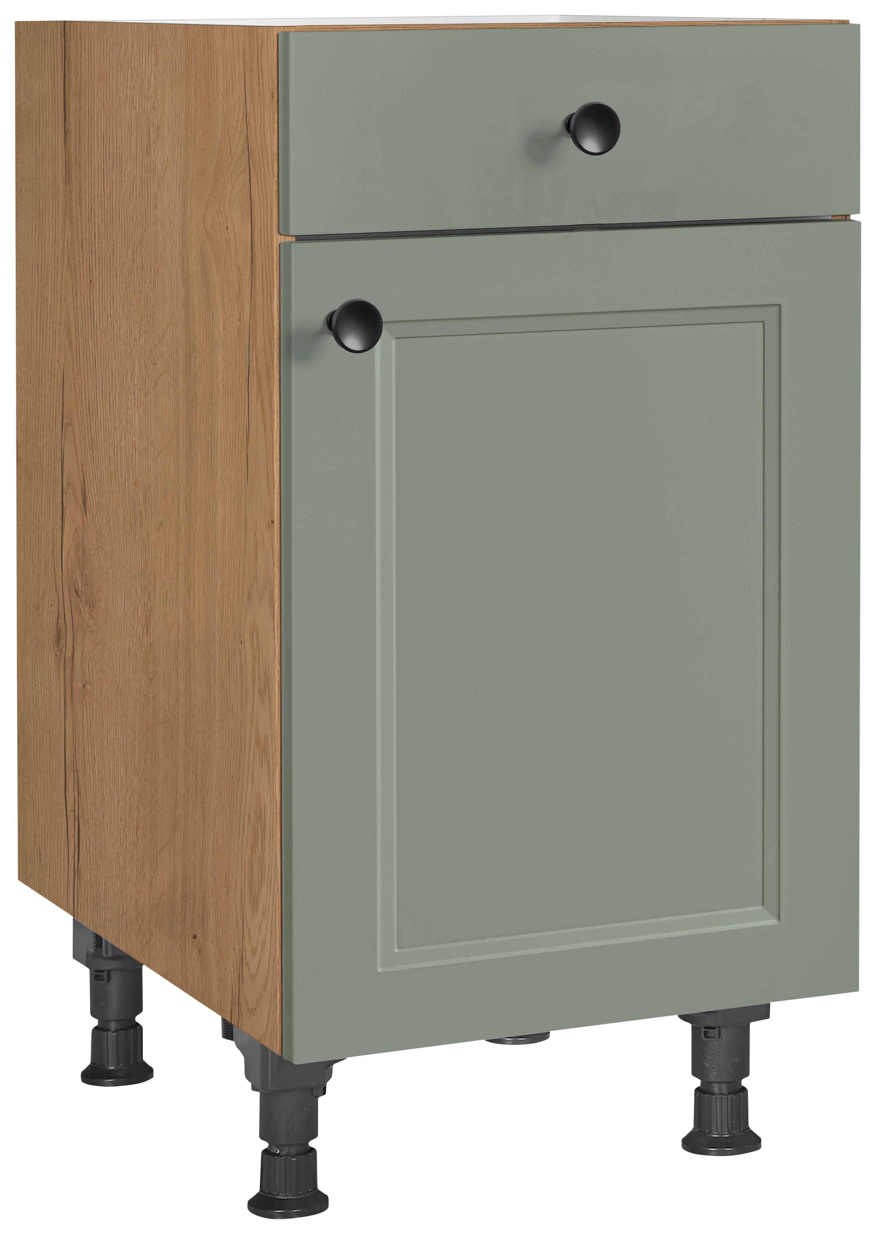 Schubkastenunterschrank Cascada Grün - Eichefarben/Schwarz, MODERN, Holzwerkstoff/Metall (45/87/56cm) - Nobilia