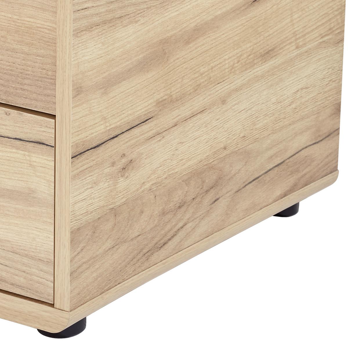 Ladičar Fontana - boje hrasta/boje kroma, Moderno, drvni materijal/plastika (44,3/59,6/50cm) - Modern Living