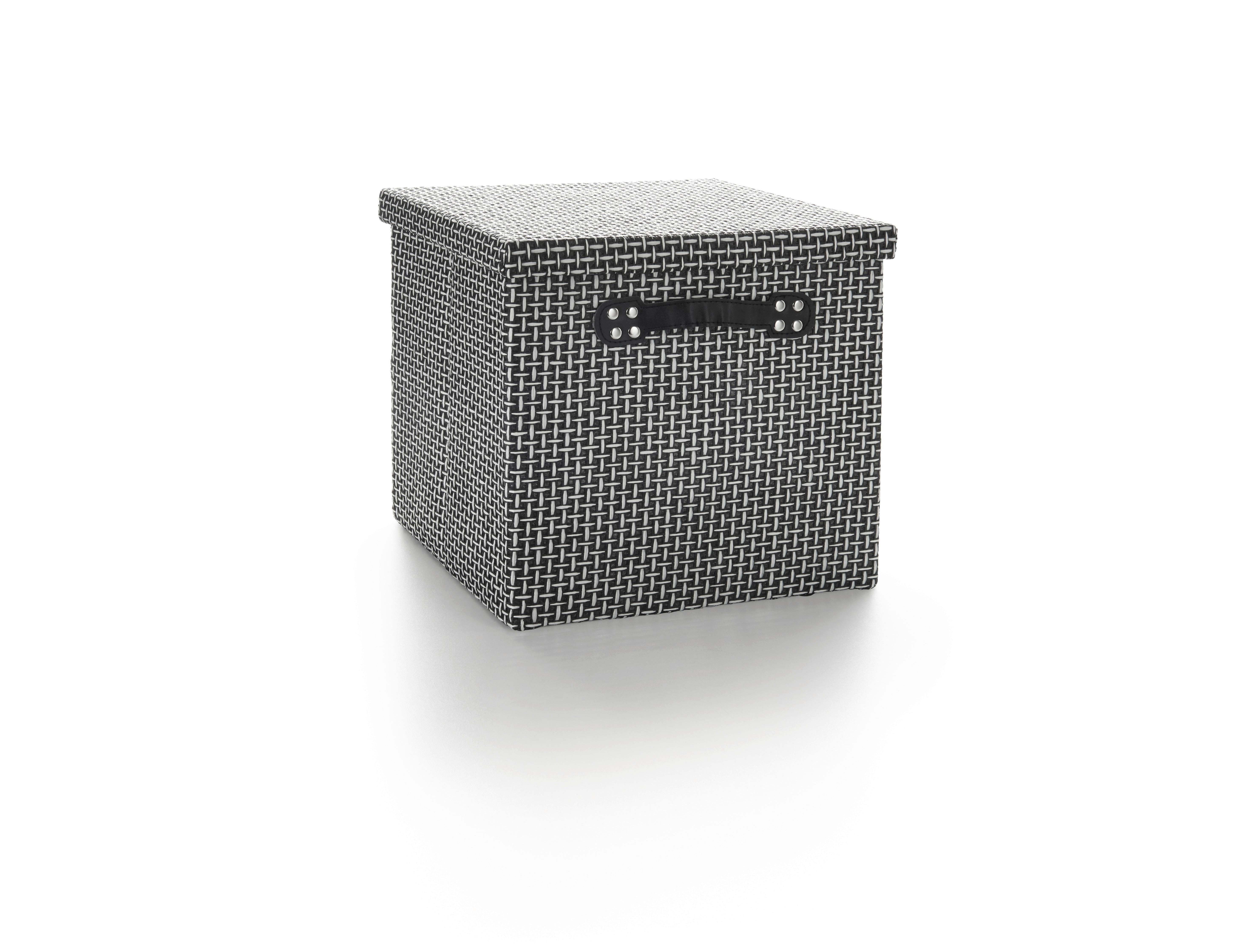 LÅDA MED LOCK FOLDABLE - vit/svart, papper/textil (29,5/28/30cm) - Mömax