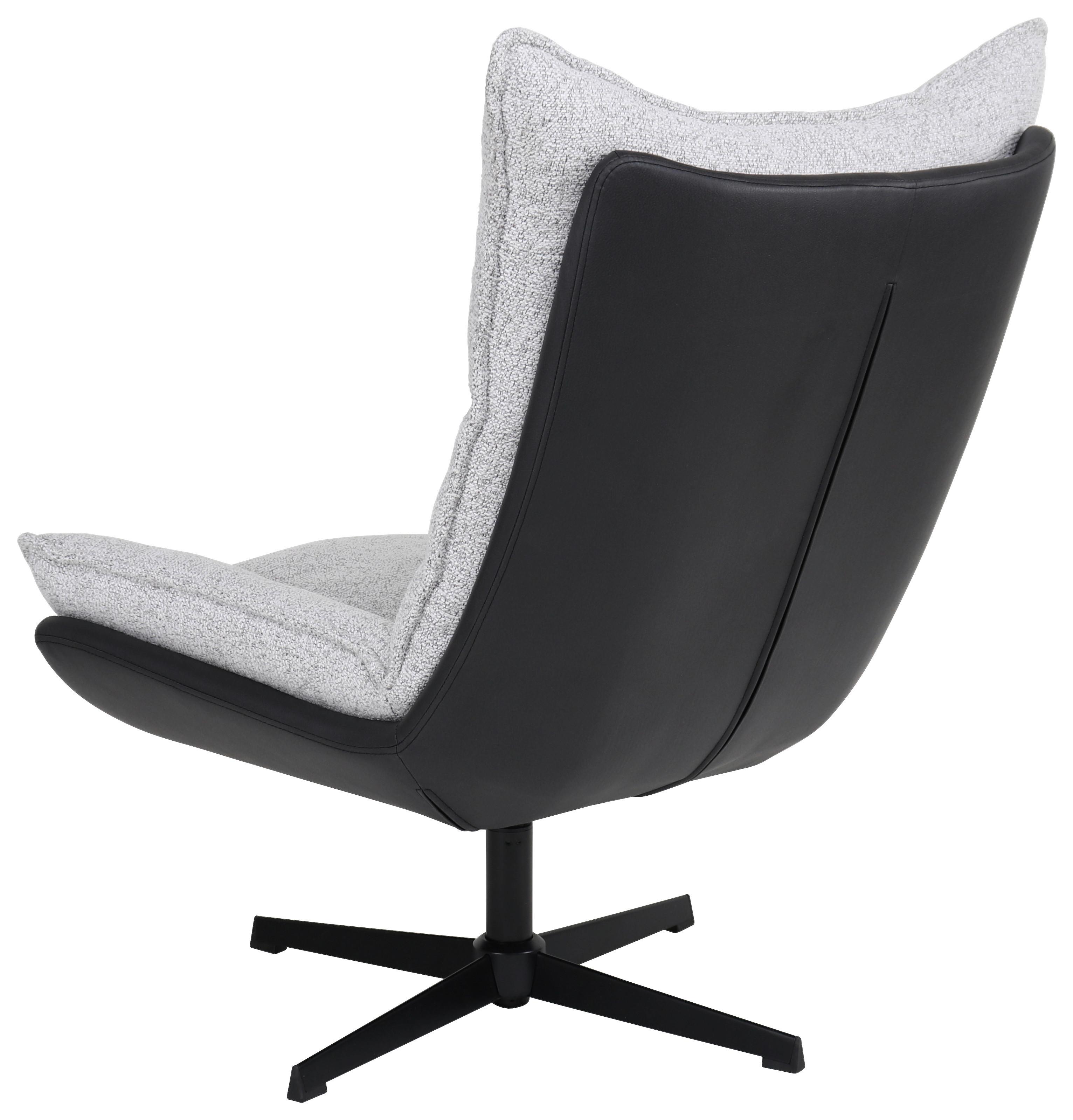 Fotel Audrey - krémszínű/fekete, Modern, textil/fa (82/104/89cm) - Mömax