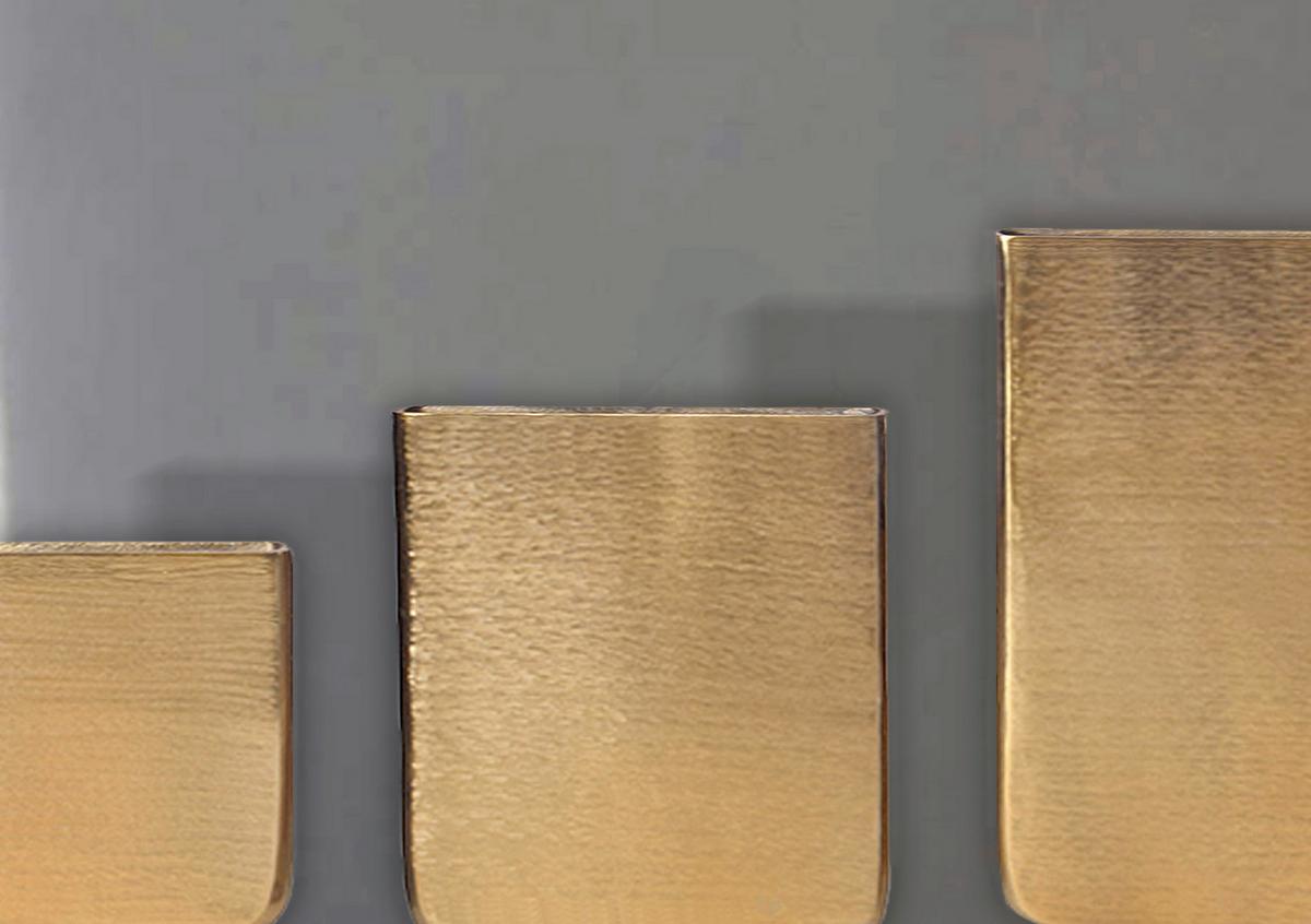 DEKOVASE DEKOVASE 3ER SET GOLD - Goldfarben, Design, Metall (26/33/4cm) - Livetastic