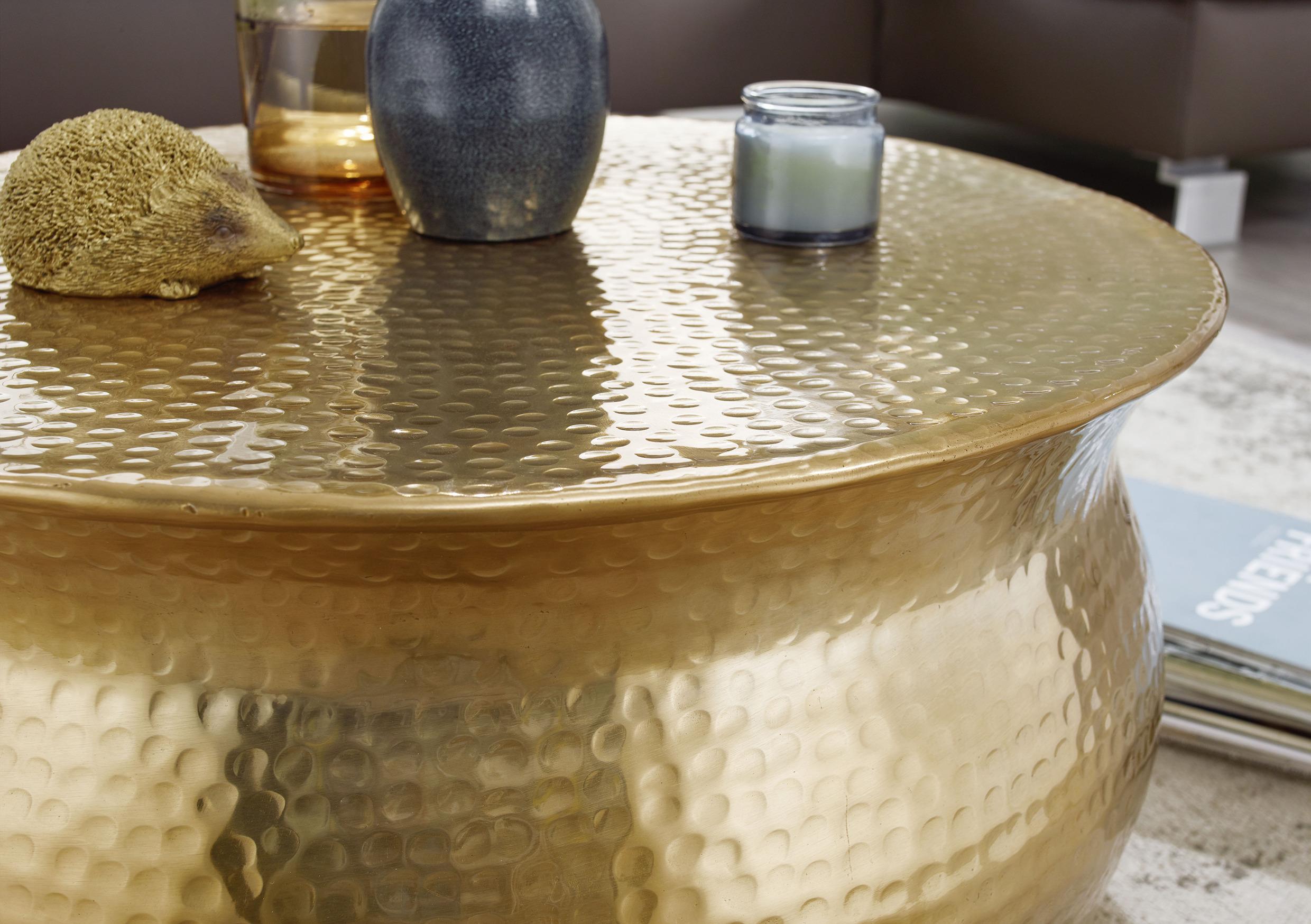Couchtisch Karam Ø ca. 60 cm Alu Gold - Goldfarben, LIFESTYLE, Metall (60/60/30,5cm) - MID.YOU