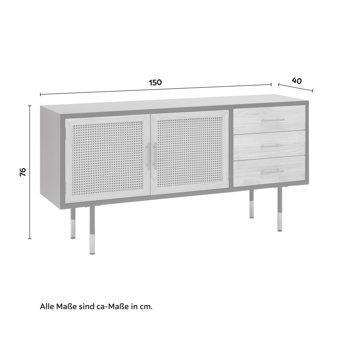 Comodă cu uși MASSIMO - culoare lemn pin/negru, Modern, lemn/metal (150/76/40cm) - Bessagi Home