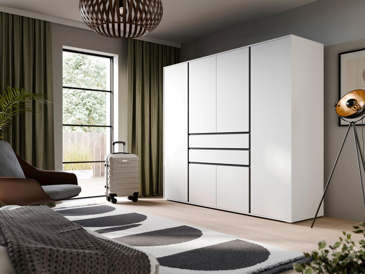 Drehtürenschrank Falun Weiß - Weiß, MODERN, Holzwerkstoff (197/194/56cm) - Livetastic