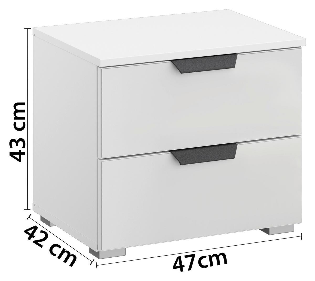 Nočna Omarica Artemis, Bela - siva/bela, Moderno, kovina/umetna masa (47/43/42cm) - Rauch Möbel