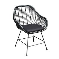 KRZESŁO Z PODŁOKIETNIKAMI KIRAN -BEACH CLUB- - czarny, Lifestyle, metal/drewno (65/85/59cm) - Landscape