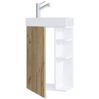 Kombiniran Umivalnik Lumia, Bela, Barva Hrasta - bela/medeni hrast, Moderno, leseni material/keramika (40cm) - MID.YOU