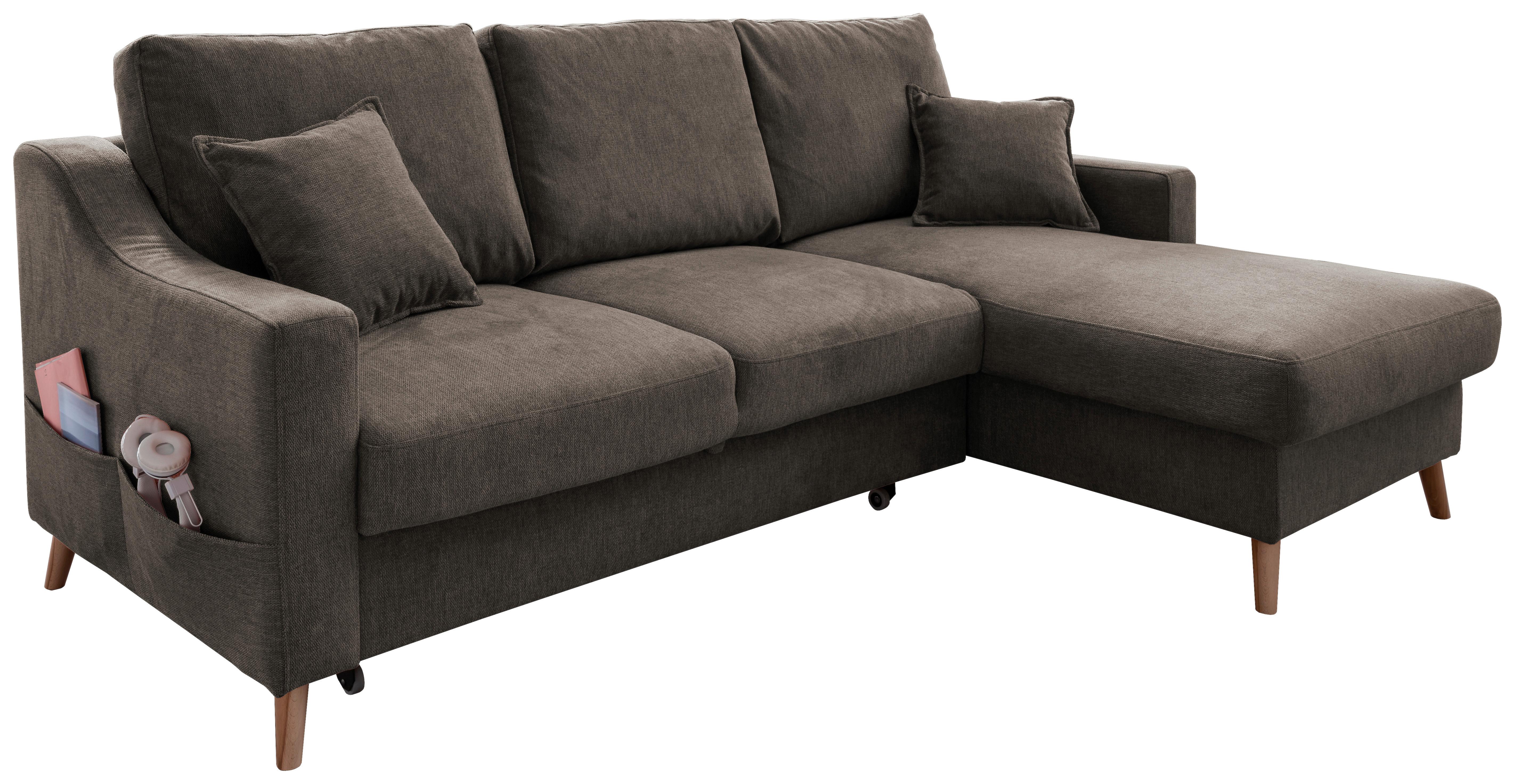 Wohnlandschaft Valentina Braun Struktur - Braun/Naturfarben, KONVENTIONELL, Holz/Textil (228/150cm) - P & B