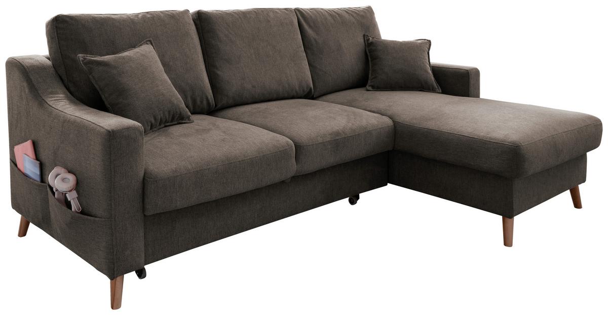 Wohnlandschaft Valentina Braun Struktur - Braun/Naturfarben, KONVENTIONELL, Holz/Textil (228/150cm) - P & B