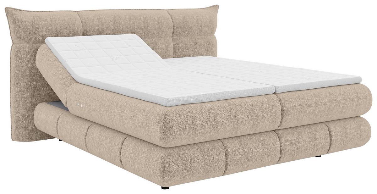 Boxspringbett Auris Ecru ca. 180x200cm - Ecru/Schwarz, KONVENTIONELL, Kunststoff/Textil (180/200cm) - Sembella