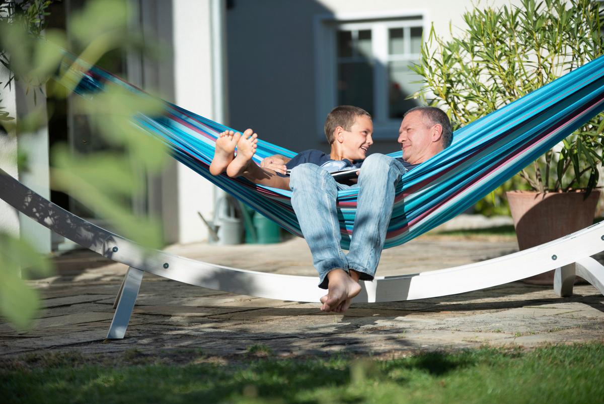 Hängematte Classic Double Hammock Blau/Rot - Blau/Kirschrot, KONVENTIONELL, Textil (160/350cm) - La Siesta