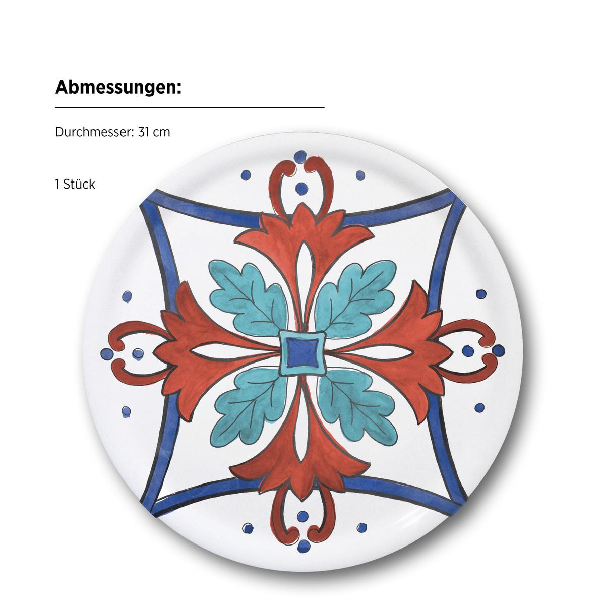 Pizzateller 935613 Margot Pizzatellerset - Weiss/Rot, Basics, Keramik (31cm) - Mäser