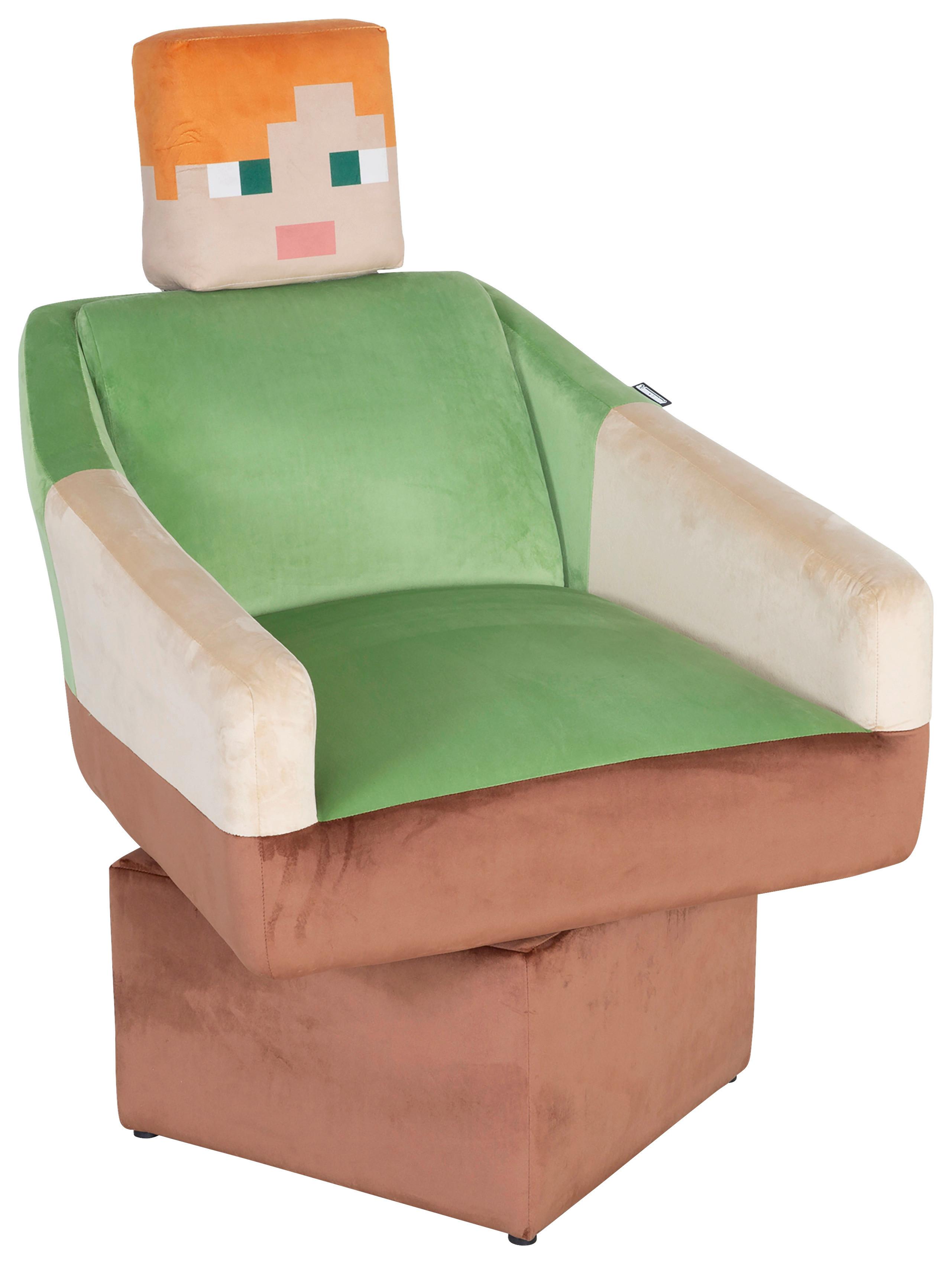 Loungesessel Mincraft Alex ca. 69x96x75 cm Grün/Braun - Multicolor/Grün, MODERN, Holzwerkstoff/Textil (69kg) - Minecraft