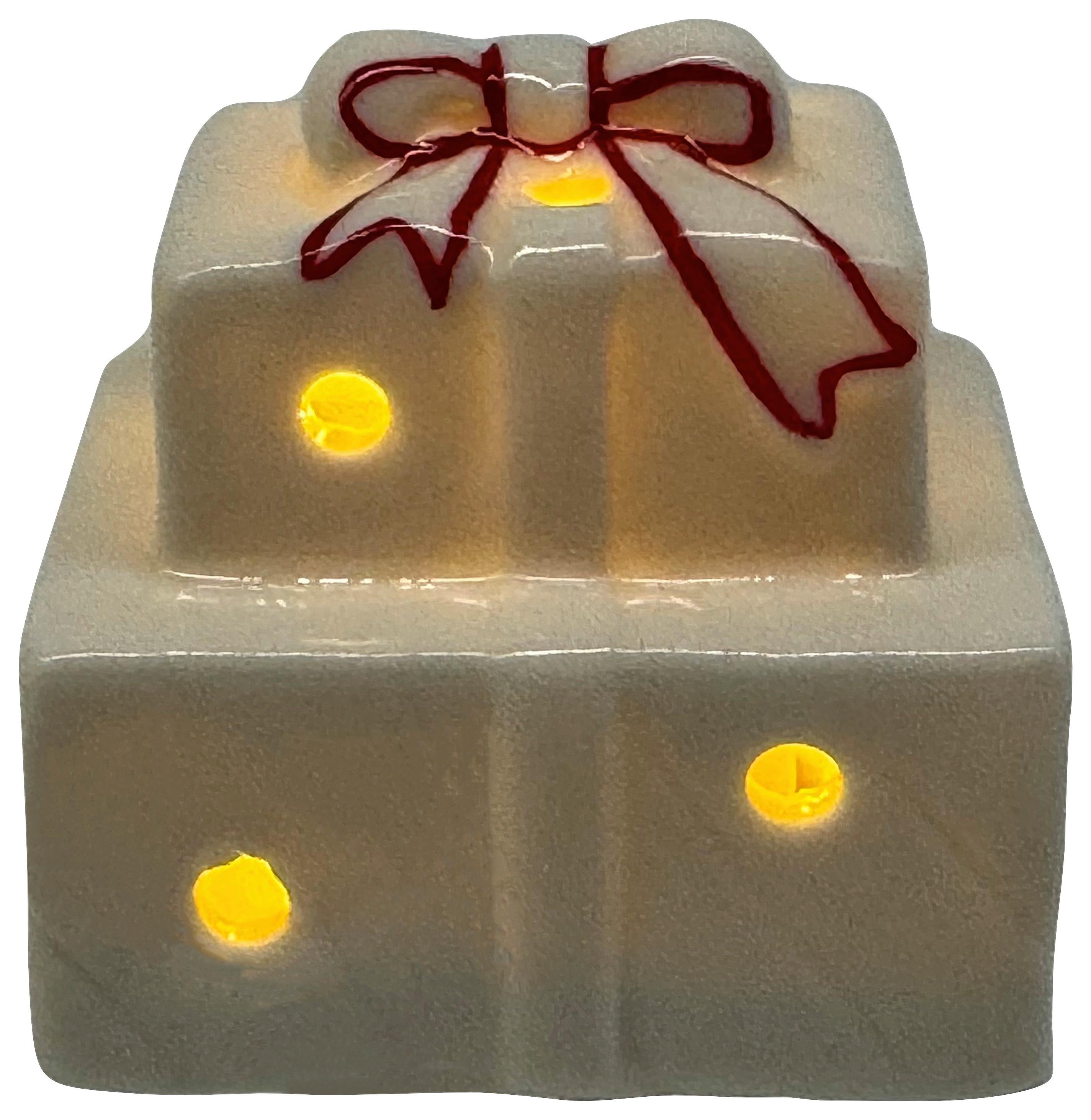 Weihnachtsfigur Gift Rot/Weiß - Rot/Weiß, KONVENTIONELL, Keramik (5,5/5,2/4,7cm) - Mömax