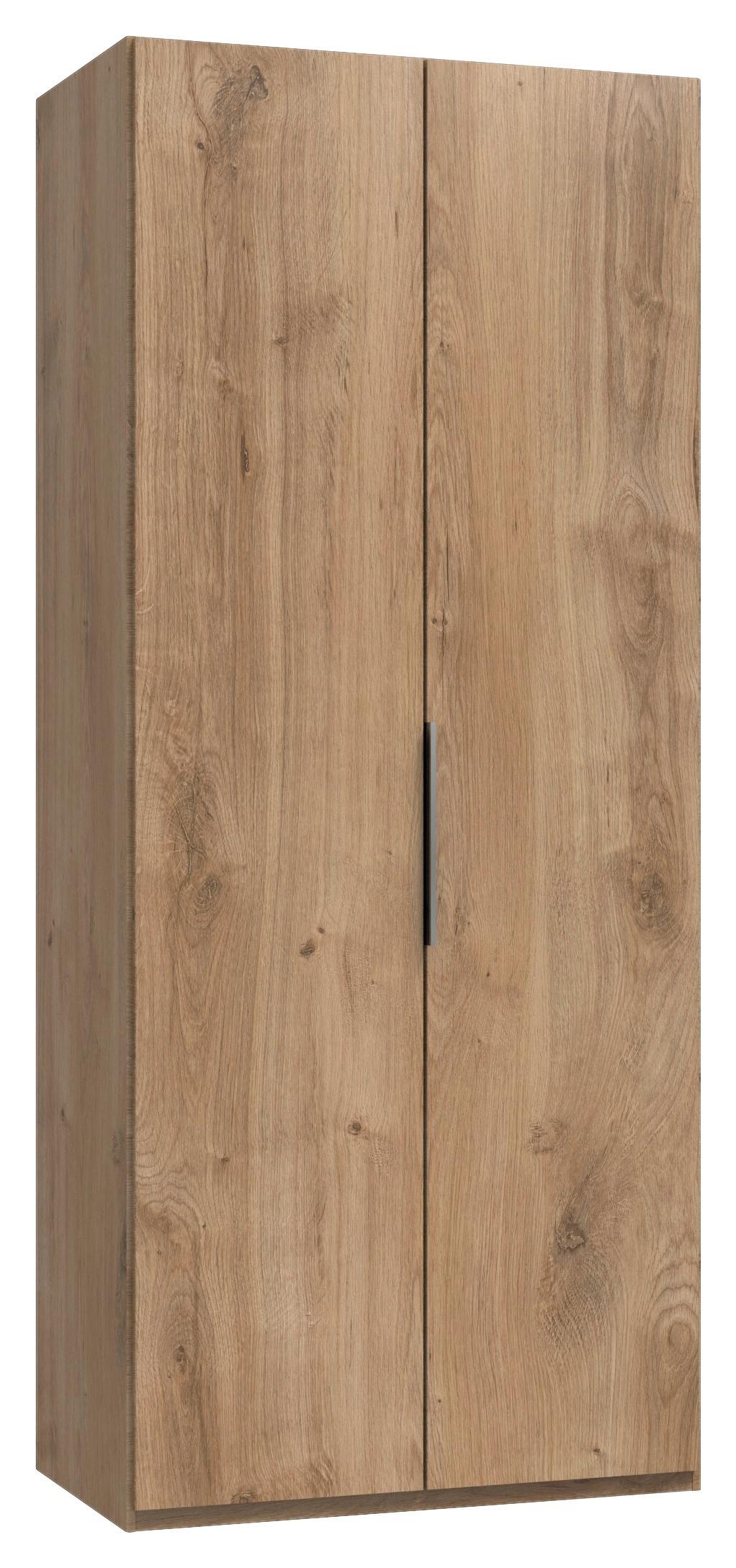 Drehtürenschrank Level 36A Eiche - Chromfarben/Plankeneiche, MODERN, Holzwerkstoff/Metall (100/216/58cm) - MID.YOU