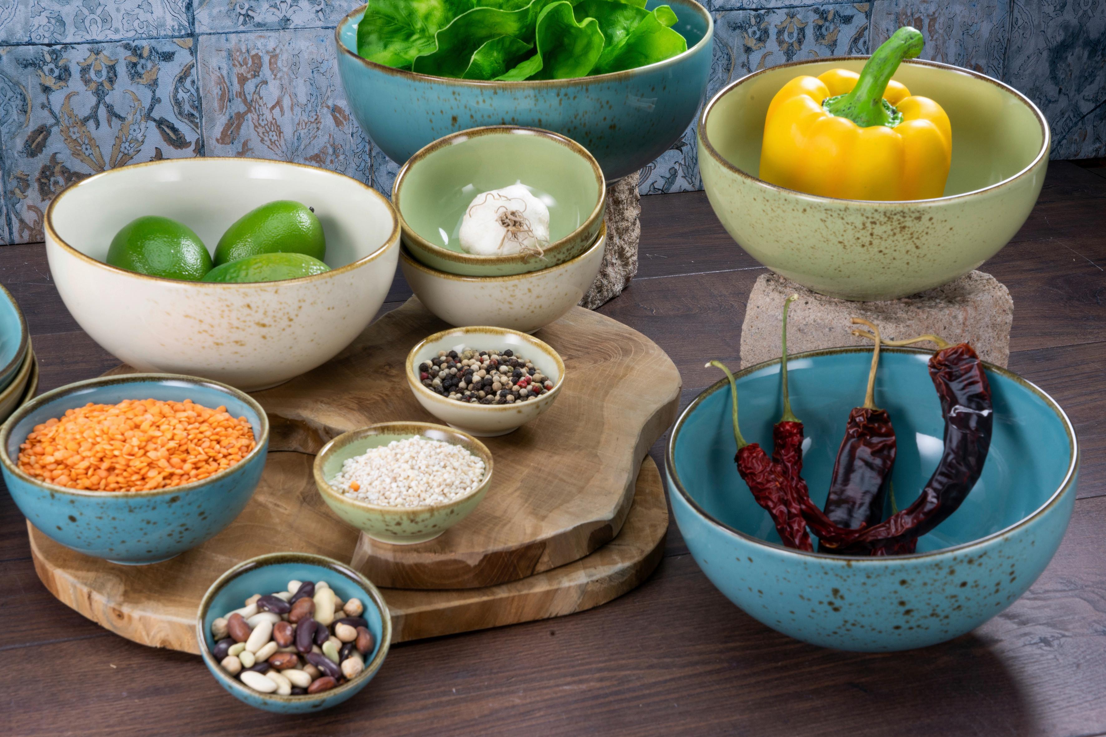 Schüsselset Buddhabowl aus Steinzeug, 4-teilig - Multicolor, KONVENTIONELL, Keramik (17,5/7,5cm) - Creatable