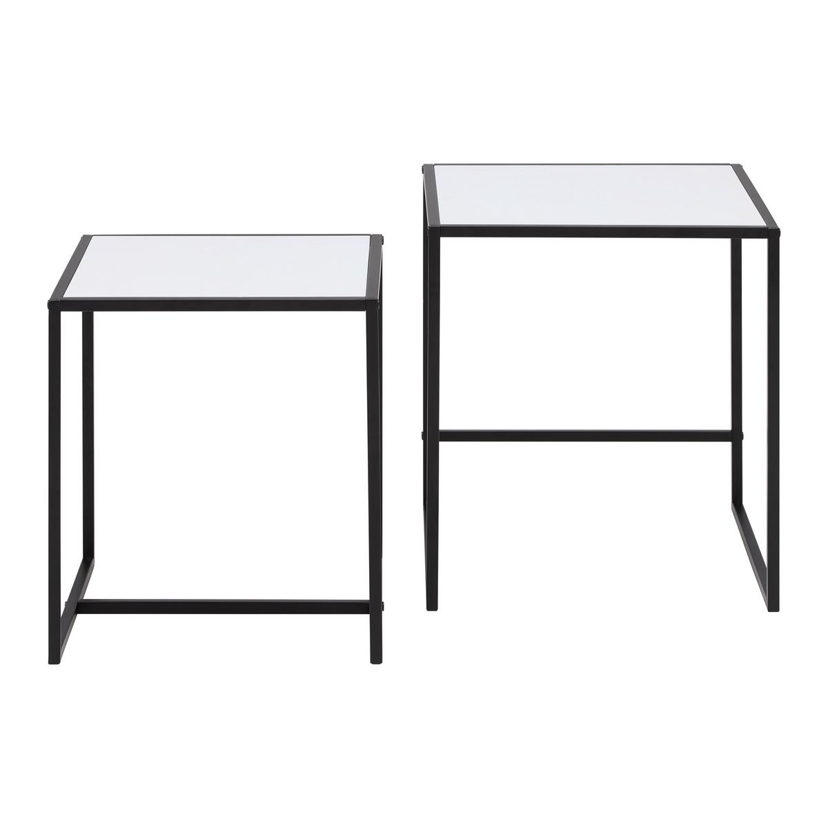 Beistelltischset Tobi Weiß/Schwarz, 2er Set - Schwarz/Weiß, MODERN, Holzwerkstoff/Metall (40/45/45/50/40/45cm) - Mömax