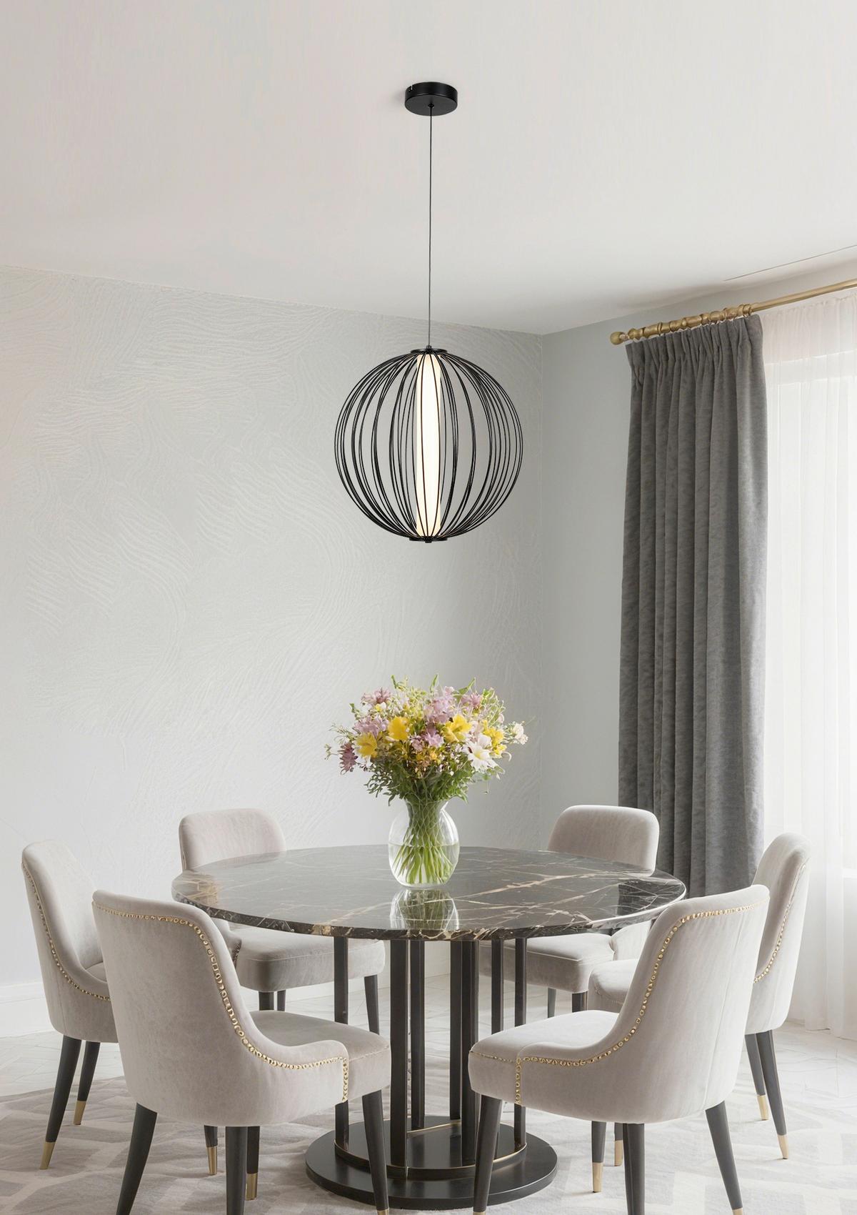 LED-Hängeleuchte Kalti Schwarz max. 24 Watt - Schwarz, MODERN, Kunststoff/Metall (40/145cm) - Mömax