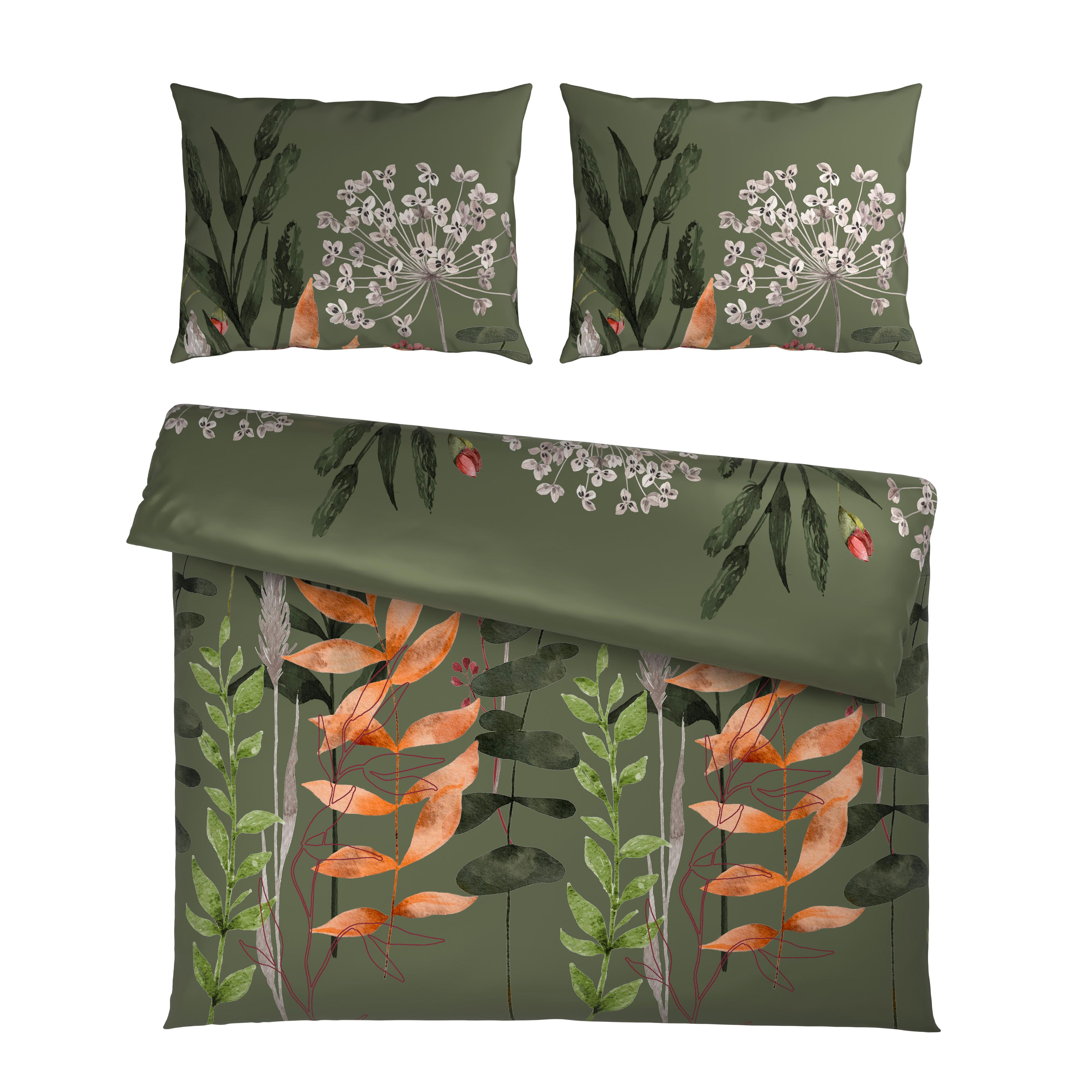 Posteljina Leavi 200x200/2x60x80cm - zelena, Moderno, tekstil (200/200cm) - Mömax