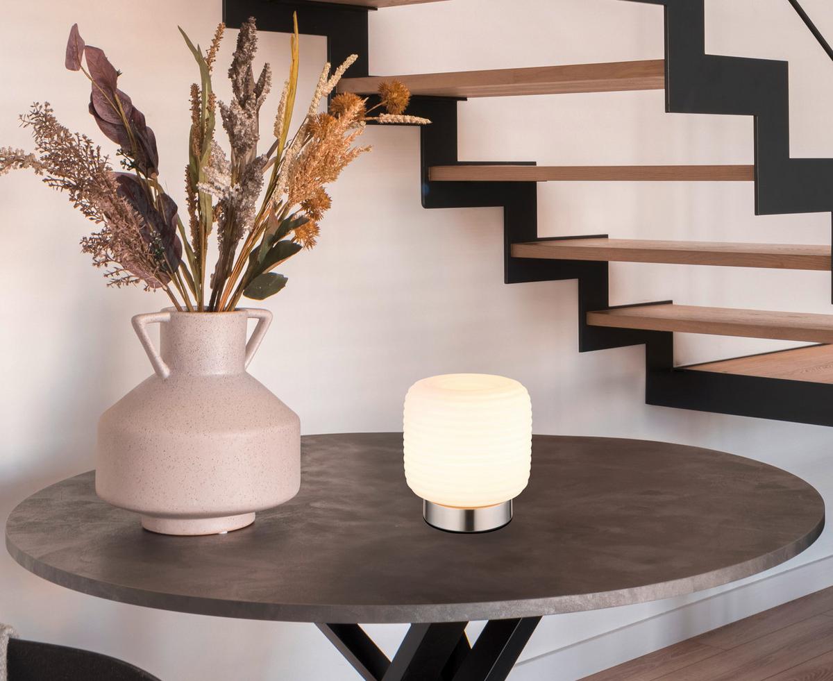 TISCHLEUCHTE 15772T KLADORA - Weiss/Nickelfarben, Konventionell, Glas/Metall (20/21,5cm) - Globo