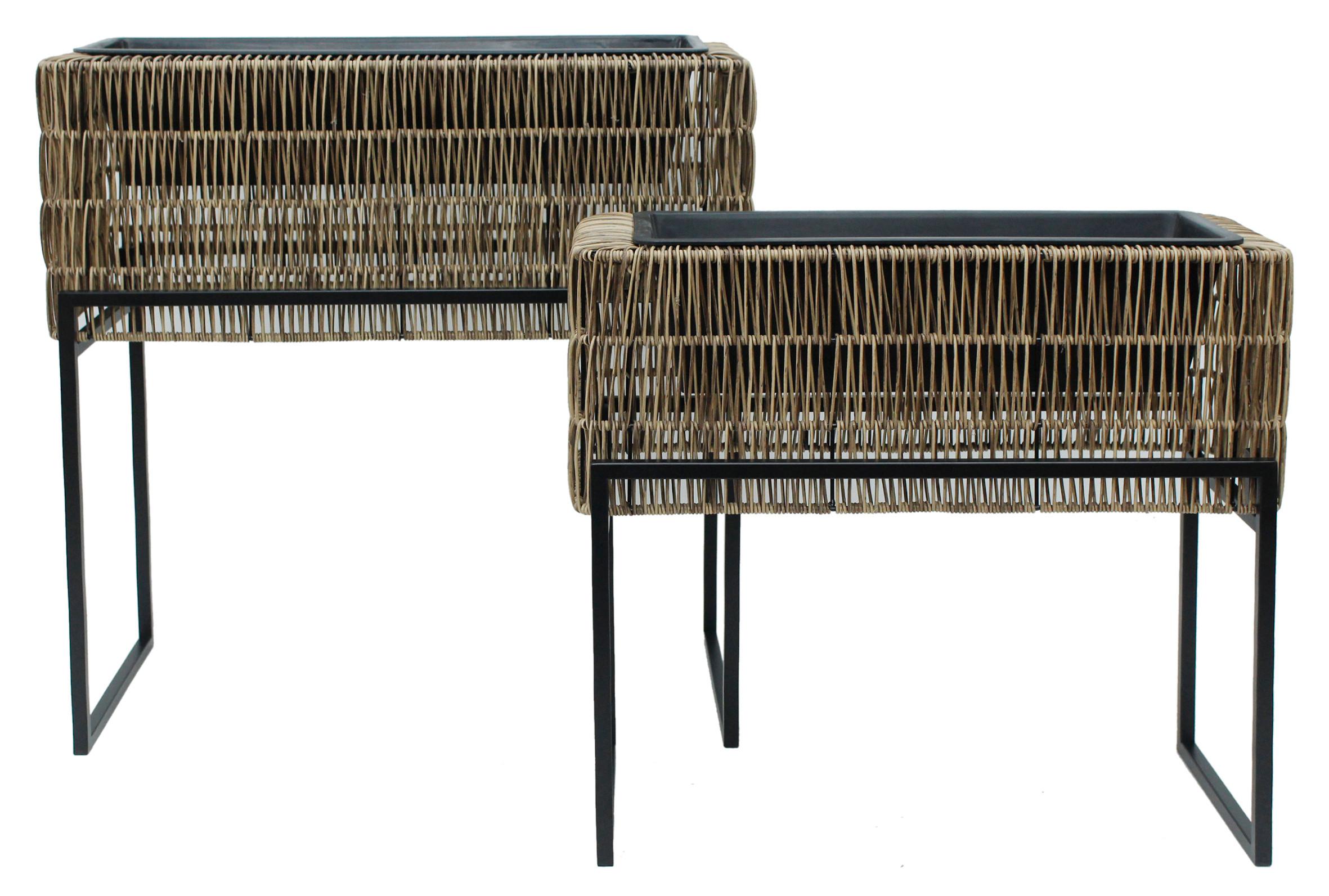 Übertopf-Set Fauna Braun/Schwarz, 2er Set - Schwarz/Braun, Kunststoff/Metall - Mömax