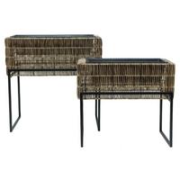 Übertopf-Set Fauna Braun/Schwarz, 2er Set - Schwarz/Braun, Kunststoff/Metall - Mömax