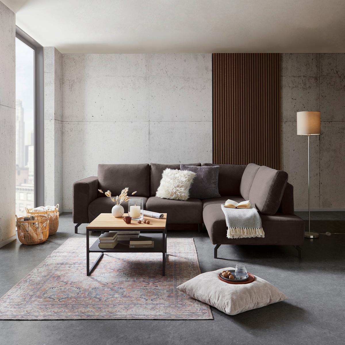 Colțar VENI - maro, Modern, textil (272/210cm) - Modern Living