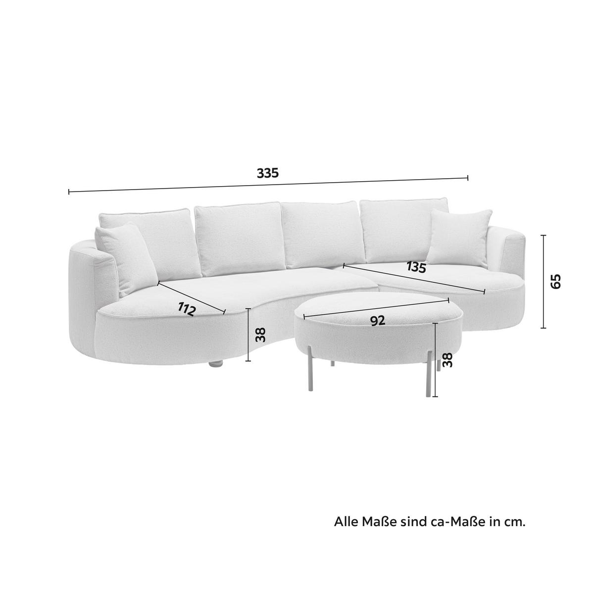 Wohnlandschaft Nilas Creme Webstoff - Weiss/Greige, Modern, Holz/Textil (335/65/154cm) - Bessagi Home