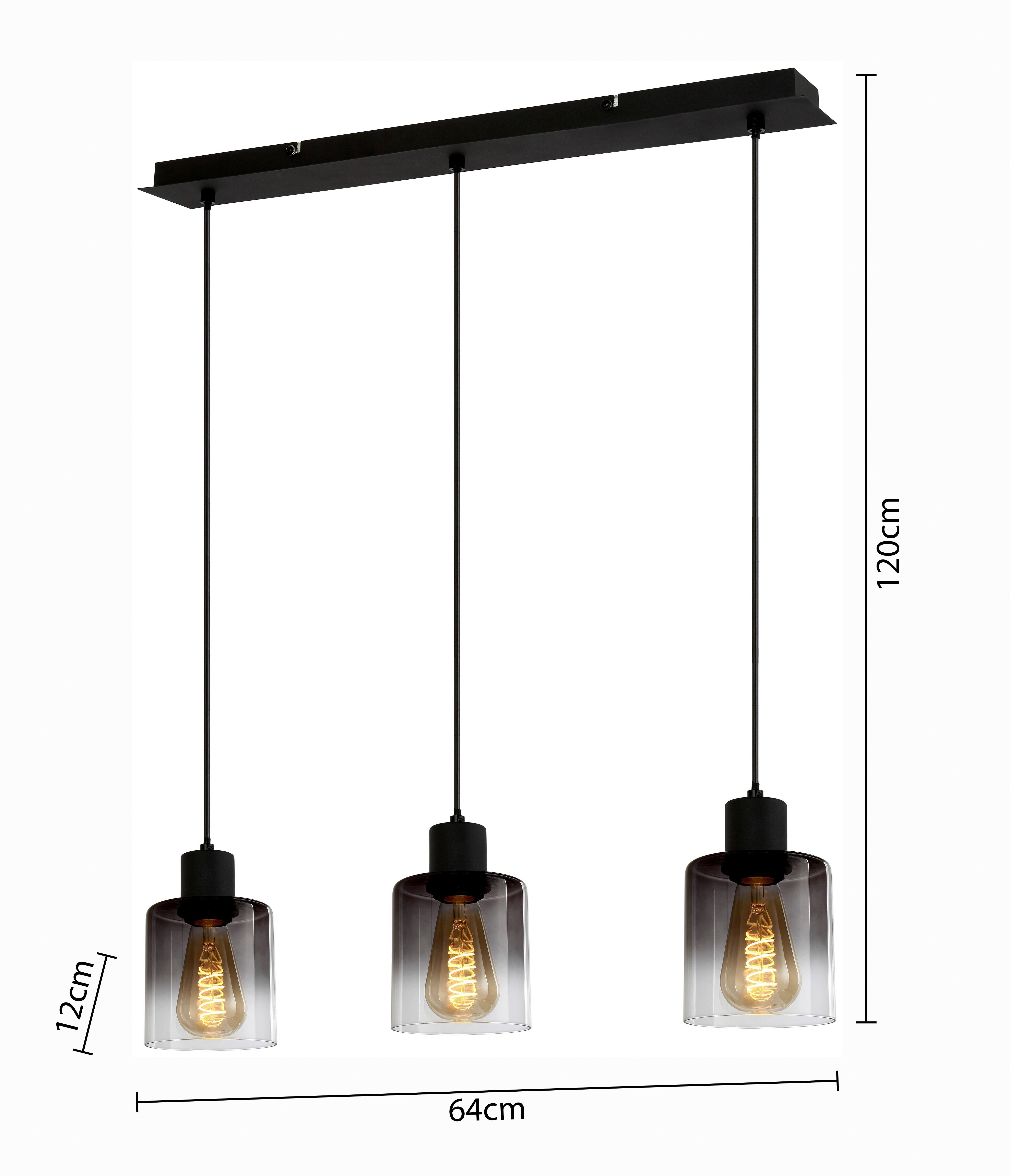 HÄNGELEUCHTE ESTELLE - Schwarz, Glas/Kunststoff (64/12/120cm) - Mömax