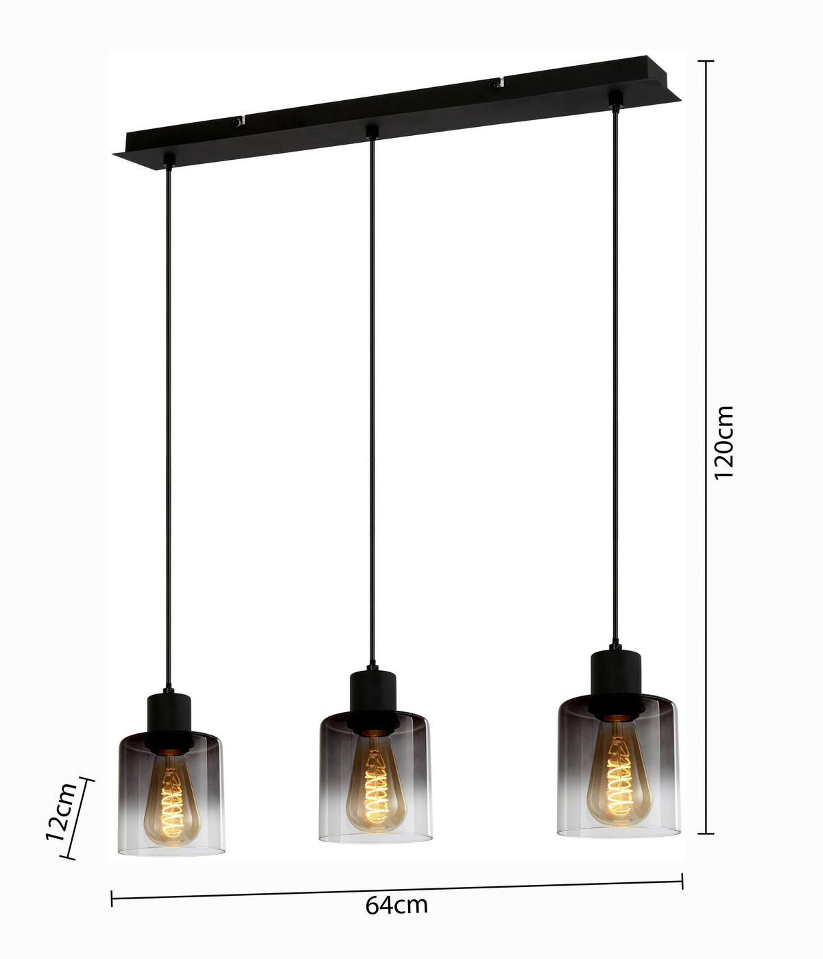 Viseča Svetilka Estelle, 3 X 25 W - črna, kovina/umetna masa (64/12/120cm) - Mömax
