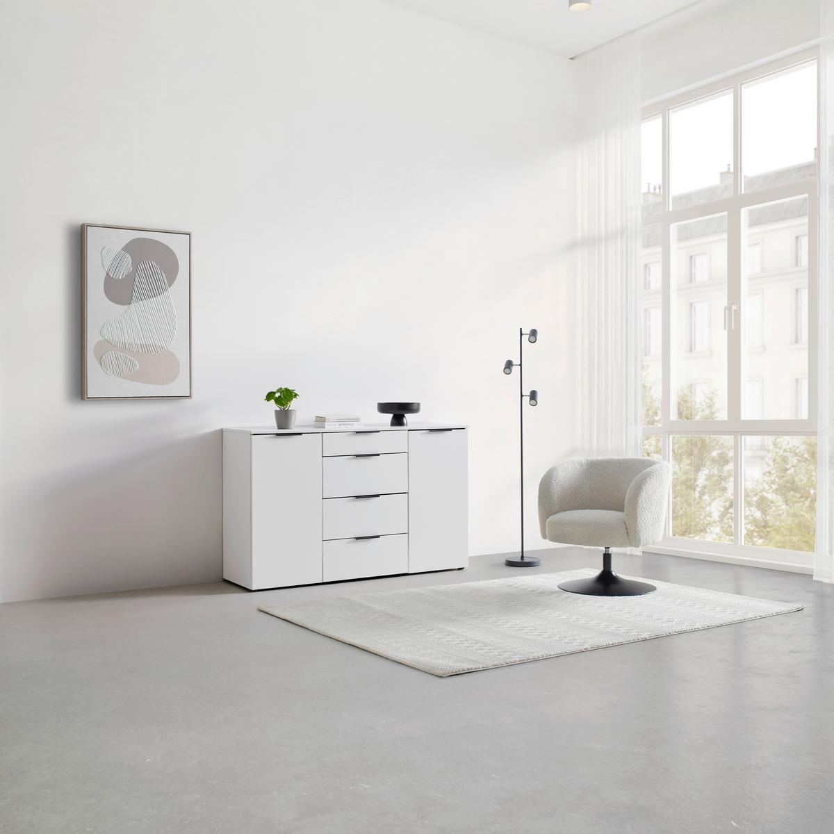 Kommode Level 36 Black A Weiß - Schwarz/Weiß, KONVENTIONELL, Holzwerkstoff/Kunststoff (135/84/41cm) - Premium Living