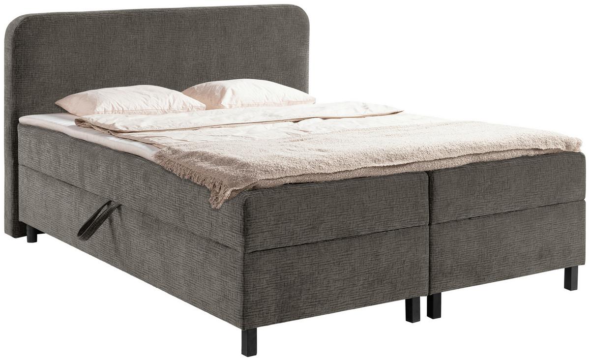 Postelja Z Vzmetnico Viva, Siva, 180x200cm - siva/črna, Moderno, umetna masa/tekstil (180/200cm) - MID.YOU