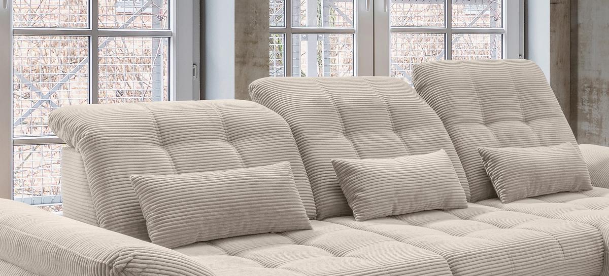 Ecksofa mit Bettkasten Rigatti ca. 314x184 cm Beige - Beige/Schwarz, MODERN, Textil/Metall (314/184cm) - Livetastic