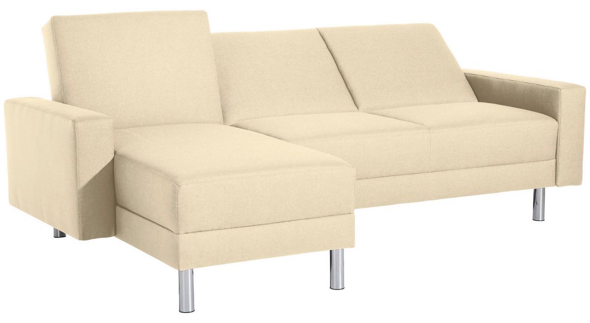 ECKSCHLAFSOFA JUST FASHION - Chromfarben/Beige, KONVENTIONELL, Textil/Metall (152/230cm) - Max Winzer