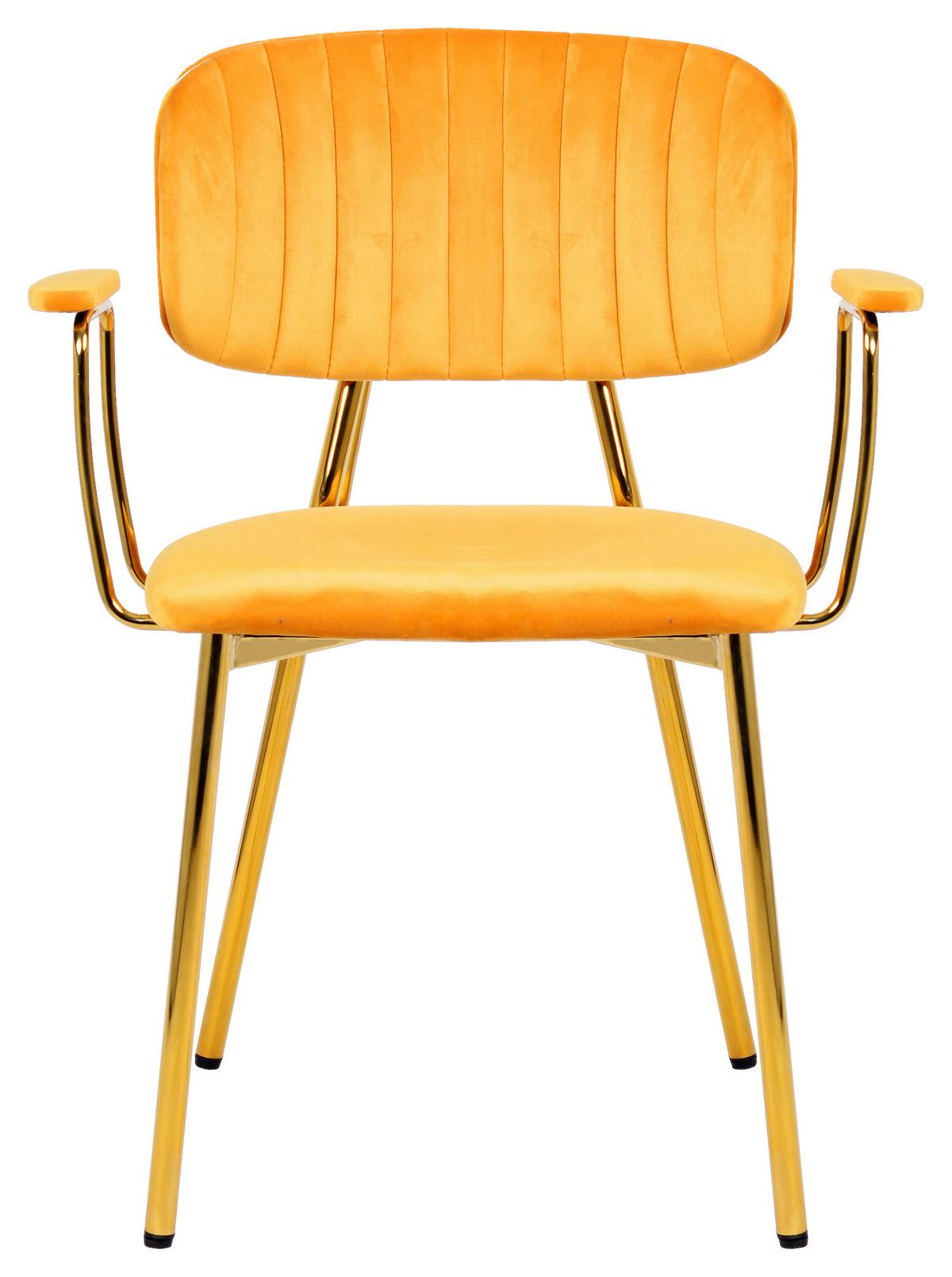 STUHL-SET GISELLE 225 - Goldfarben/Orange, Design, Kunststoff/Metall (63/80/51cm) - Kayoom