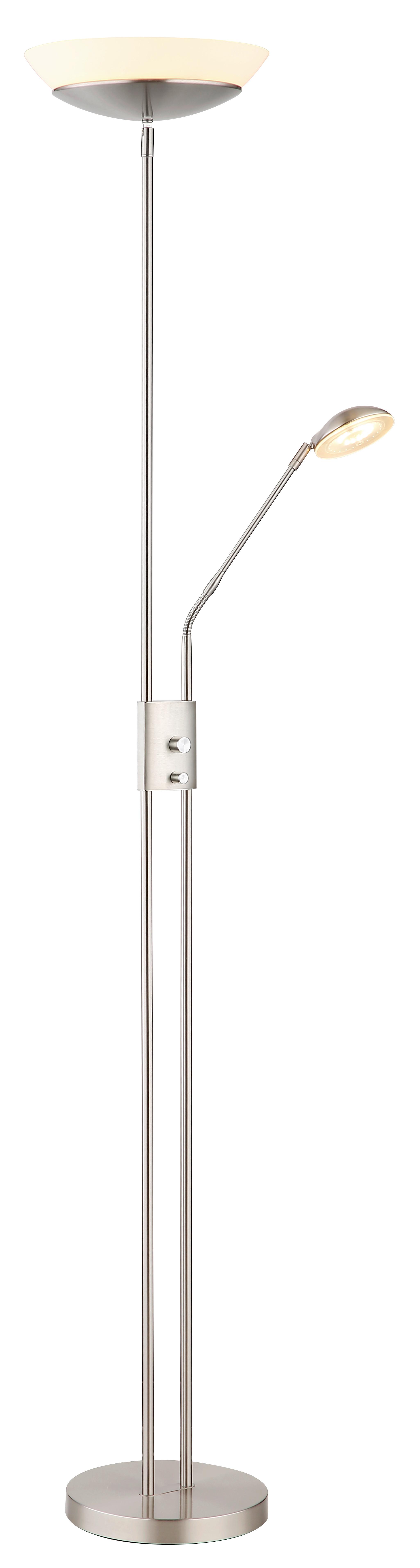 LED-Deckenfluter Ganina Nickelfarben max. 18,5 Watt - Opal/Nickelfarben, KONVENTIONELL, Glas/Kunststoff (29/180cm) - Globo