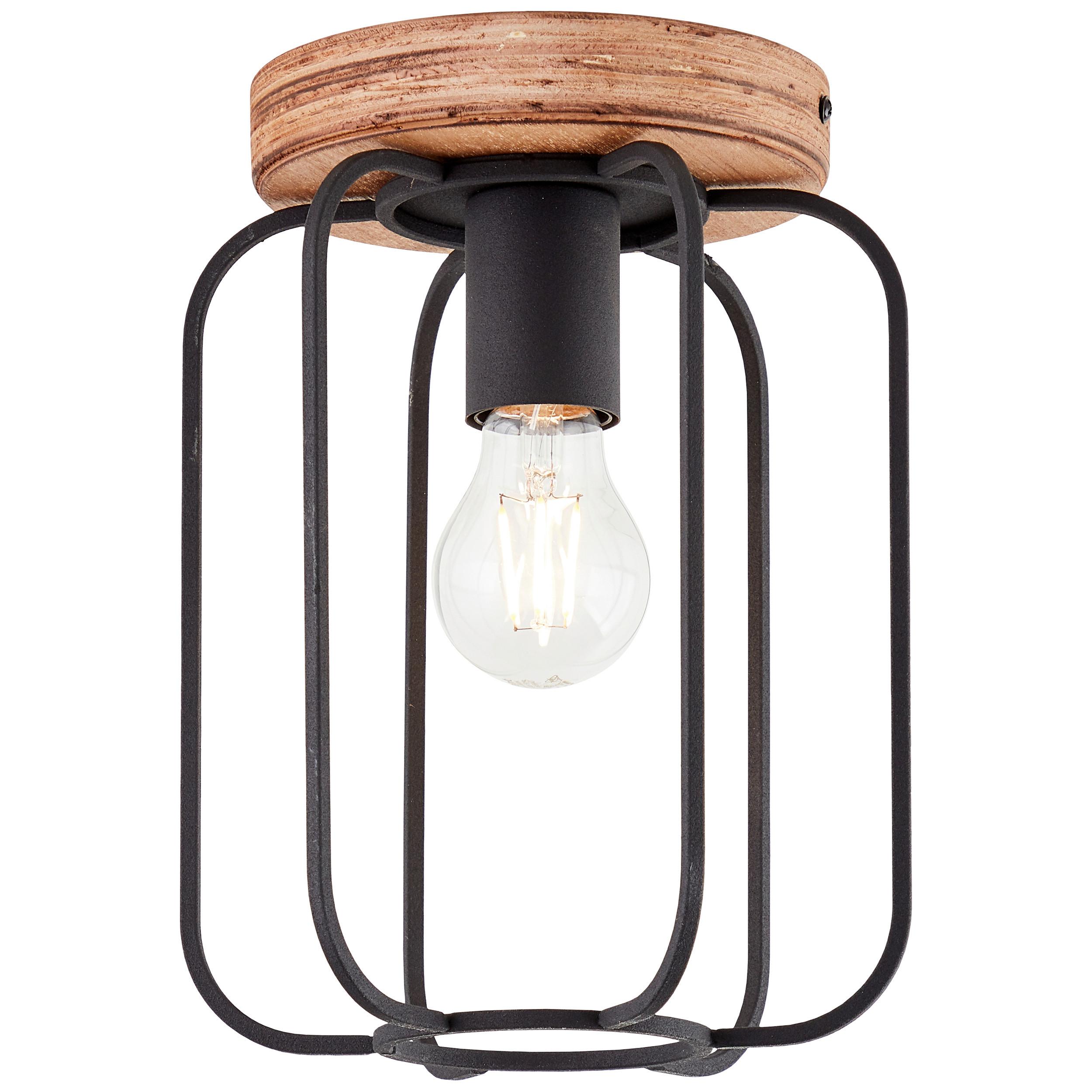 Deckenleuchte Tosh Braun/Schwarz max. 40 Watt - Schwarz/Braun, Design, Holz/Metall (20/27cm) - Brilliant