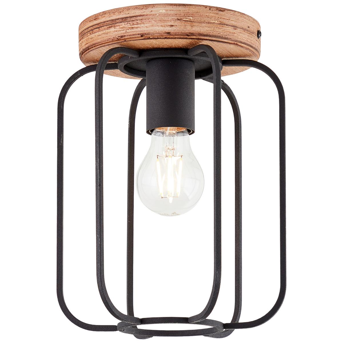 Deckenleuchte Tosh Braun/Schwarz max. 40 Watt - Schwarz/Braun, Design, Holz/Metall (20/27cm) - Brilliant