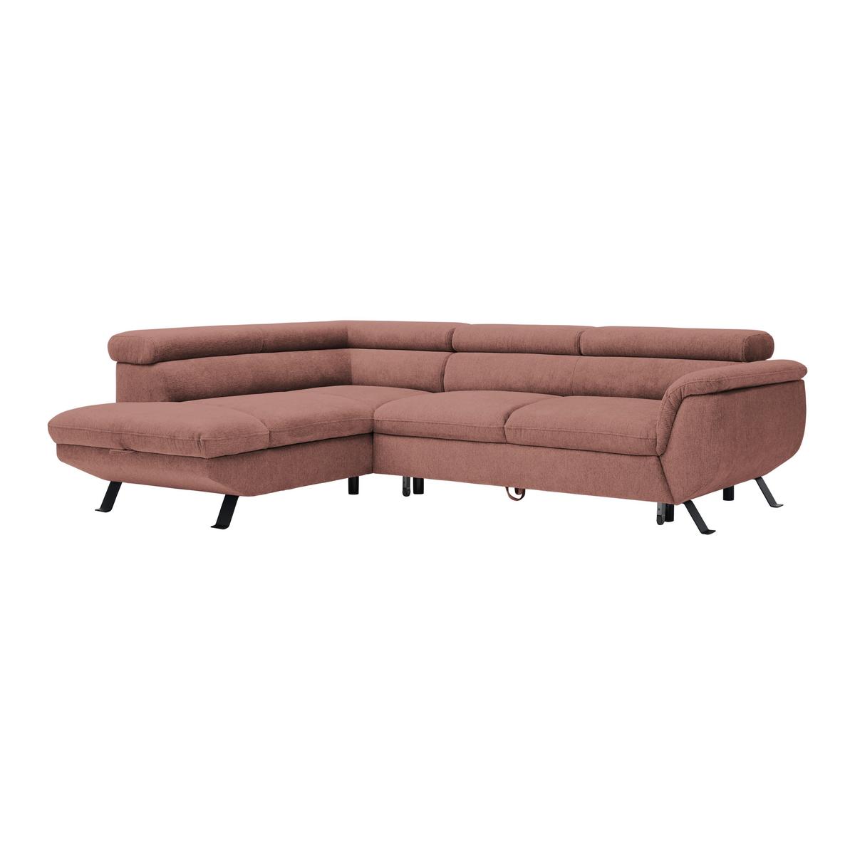 Ecksofa Raven Koralle - Koralle/Schwarz, MODERN, Textil/Metall (198/257cm) - Mömax