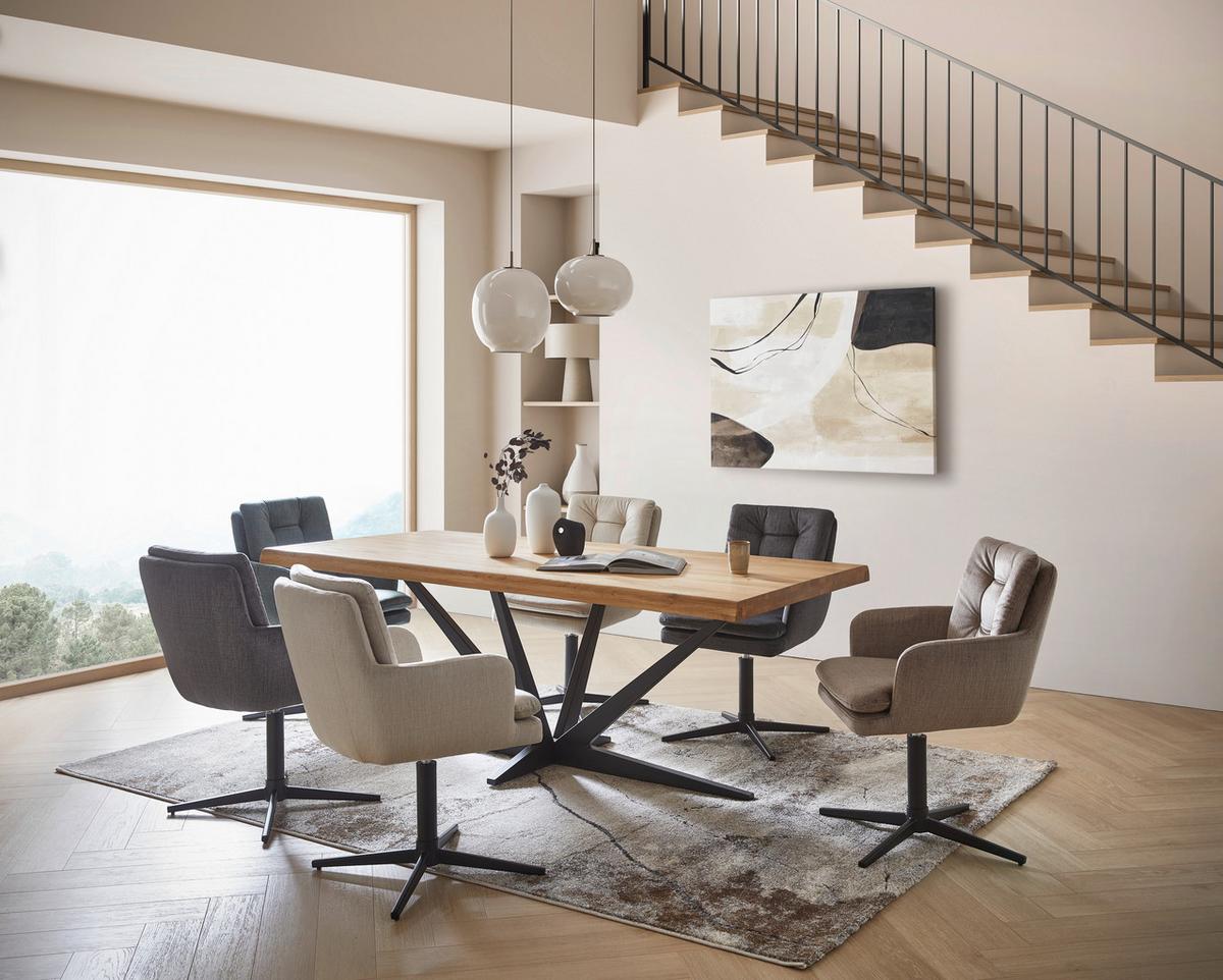 KRZESŁO Z PODŁOKIETNIKAMI INGO - czarny/szary, Design, metal/tkanina (60/88/67cm) - Novel