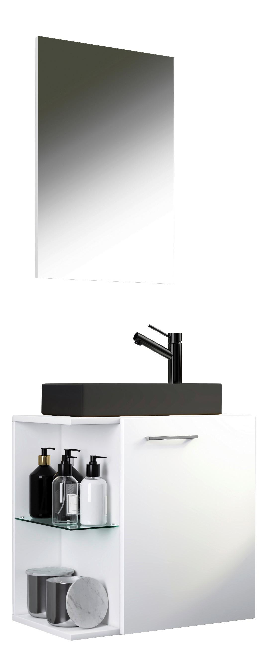 Kopalnica Hausa, Bela, Črna, 3-Delna - črna/bela, Moderno, kovina/steklo (52cm) - MID.YOU