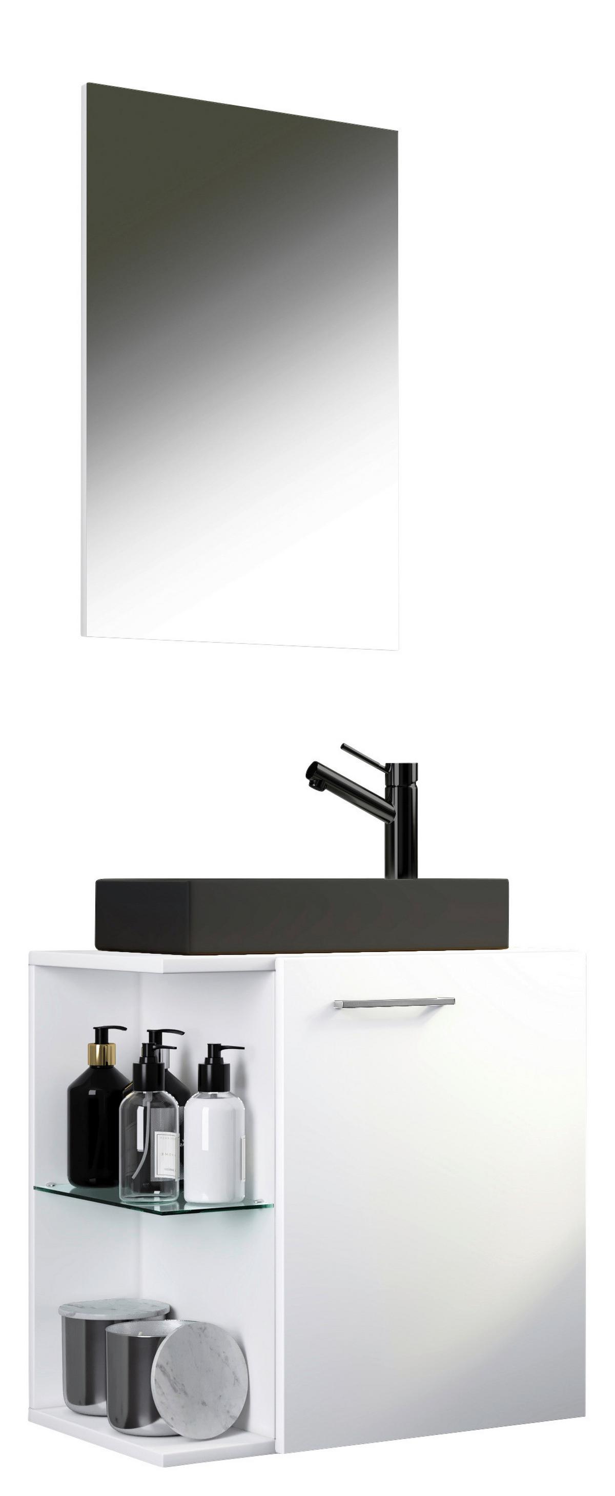 Kopalnica Hausa, Bela, Črna, 3-Delna - črna/bela, Moderno, kovina/steklo (52cm) - MID.YOU